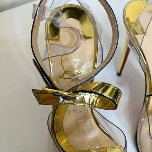 Christian Louboutin Alta Firma 100 gold CL heels size 36 - Picture 9 of 14